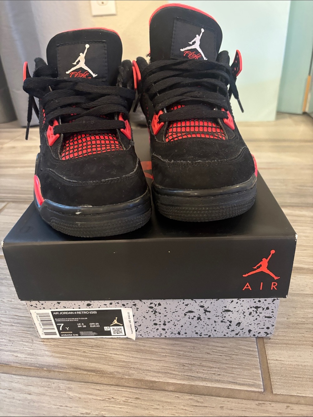 Nike Air Jordan 4 Retro Kids Black/Red Sneakers